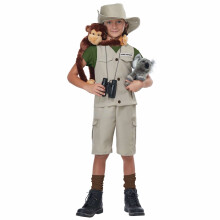 (Medium (8-10), Brown) Wildlife Expert Archaeologist Park Ranger Zoo Keeper Child Girls Boys Costume