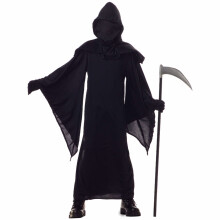 (Small (6-8), Black) Horror Robe Faceless Grim Reaper Evil Ghost Death Halloween Boys Costume