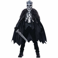 (L/XL (10-14), Black) King Of The Dead Medieval Ghost Skeleton Horror Halloween Child Boys Costume