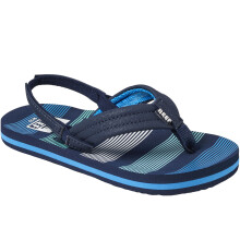 (5K UK, Deep Sea Stripes) Reef Children Kids Little Ahi Summer Beach Pool Sandals Thongs Flip Flops