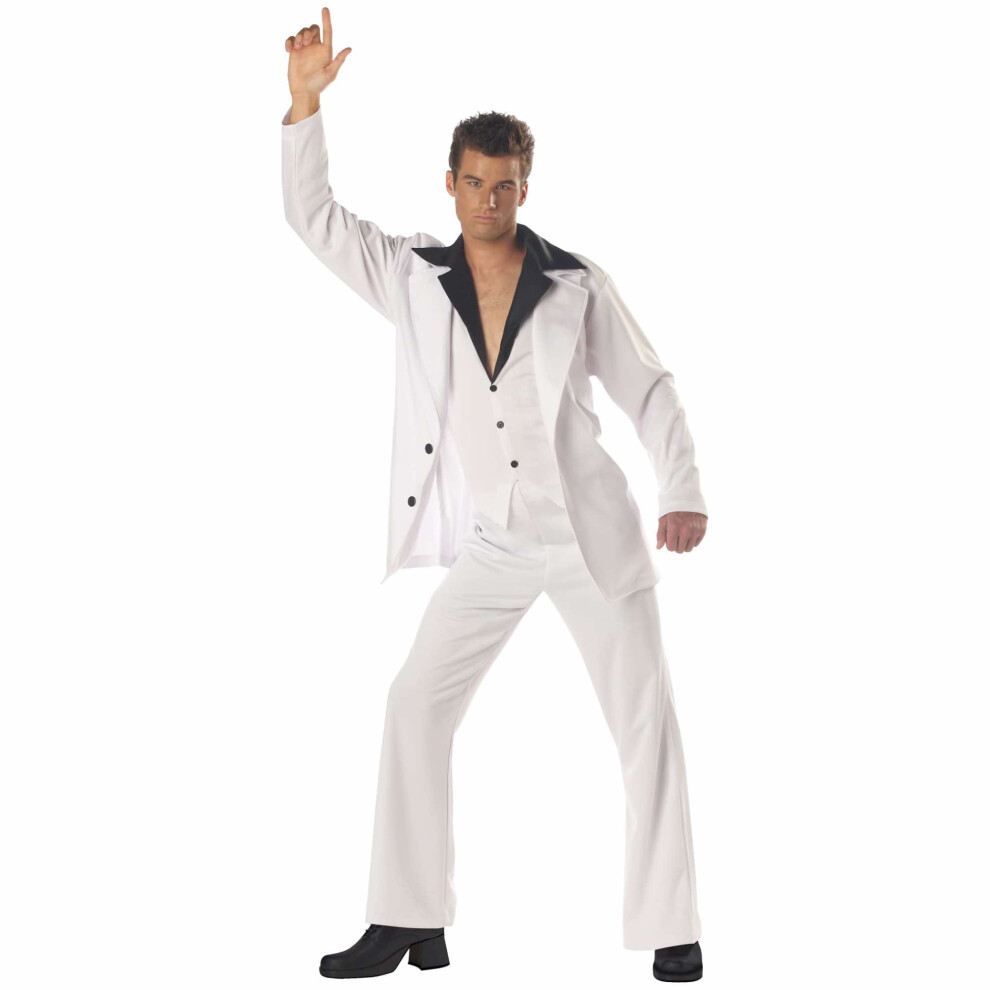 Photos - Fancy Dress , White) Disco Dude Tony Saturday Night Suit 70s Adult Mens Costume(X-Large (44-46)