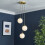 Pendant Ceiling Light Multi Arm 3 Way Gold Globe Shades Dimmable Adjustable 1
