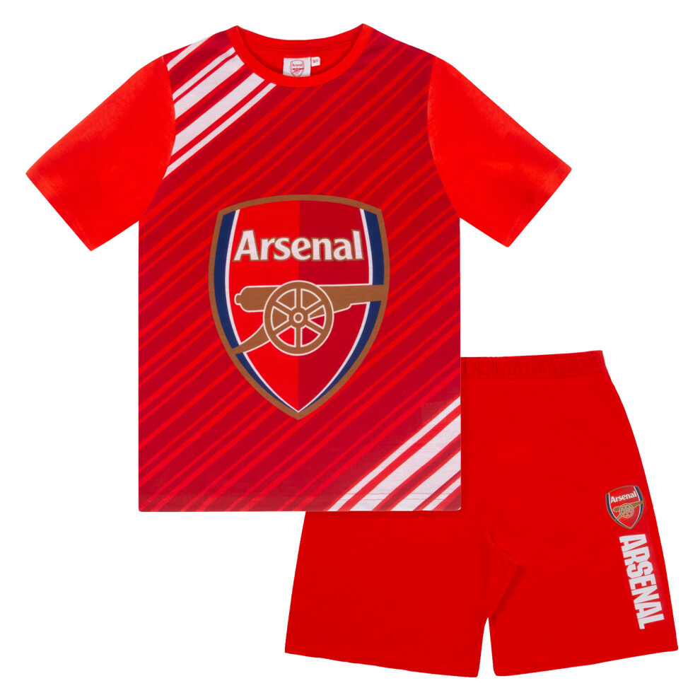 Arsenal Fc Official Football Boys Kids Short Pyjamas Red Crest 6-7 Years
