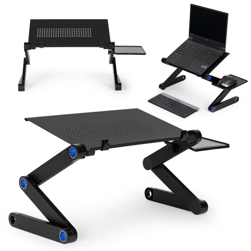 Bordstativ, aluminiumsholder til bærbar computer, foldbar, justerbar, 2 plader