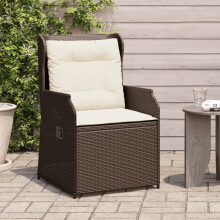 vidaXL Gartensessel mit Kissen 2 Stk. Verstellbar Braun Poly Rattan