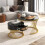 Marble-Veneer & Rattan Coffee Table – 2-in-1 1