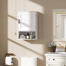HOMCOM Bathroom Cabinet, Wall Mounted Cabinet with Adjustable Shelves, White