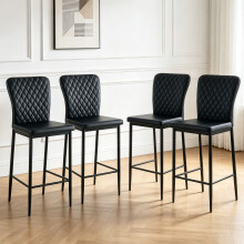 (BLACK-PU, 4pcs) Bar Stools Counter Chairs Kitchen Island Dining Room