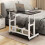 Living And Home Lockable Rolling Side Table Laptop Desk with Bottom Shelf, 60x40cm, Black Wood Grain 3
