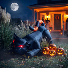 110cm Blow-Up Halloween Black Cat Inflatable Decoration with Built-in LED Lights