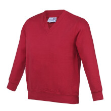 (7-8 Years, Red) AWDis Academy Childrens/Kids Junior V Neck School Jumper/Sweatshirt (Pack of 2)