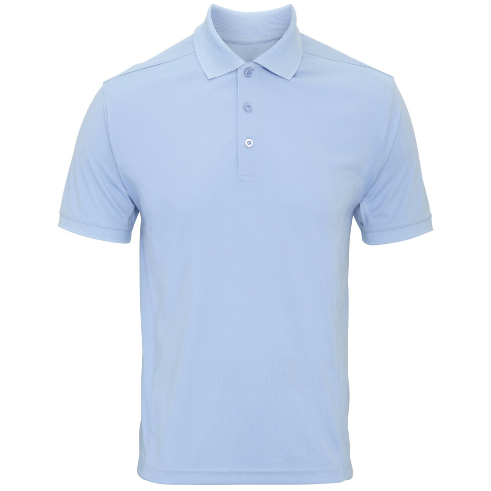 Premier (M, Light Blue) Mens Coolchecker Pique Short-Sleeved Polo Shirt