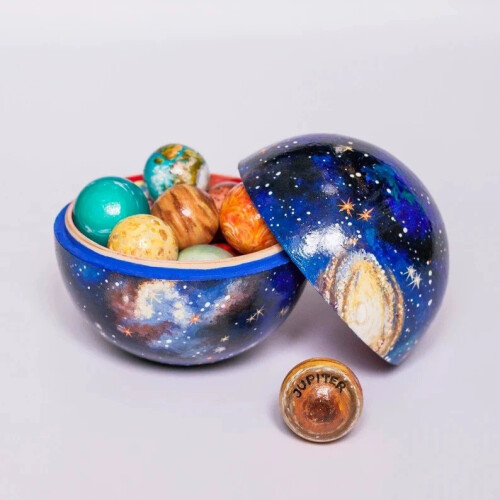 Wooden Solar System Cosmos Learning Game Toy Educational Model Home Office Decoration
