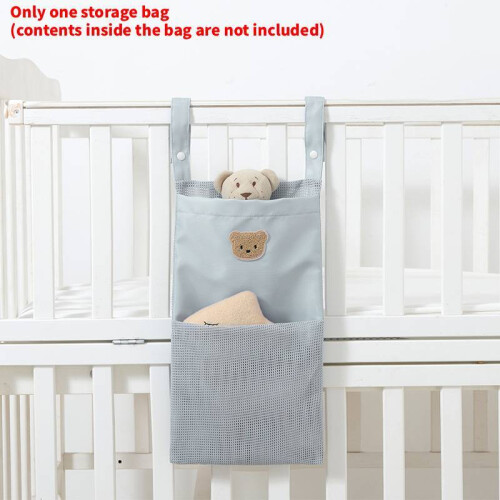(Blue) Storage Baby Hanging With Durable Material And Bear Decor Essential For Items