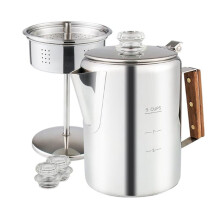 Percoladores de Café Estufa para Acampar, Cafetera Percoladora Cafetera de Acero Inoxidable Cafetera para Acampar Al Aire Libre 9 Tazas