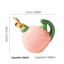 (Pink Oil Pot) Ceramic Salt Container And Oil Pot With Strawberry Appearance For Design Kitchen