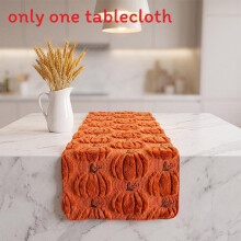 (Caramel, 33x93cm) Tablecloth Decor Halloween With Embroidered Pumpkin For Dining Living And Areas