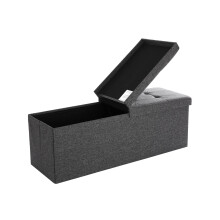 Folding Ottoman - Linen and MDF - Dark Grey - Maximum Load 300 kg, 120 L