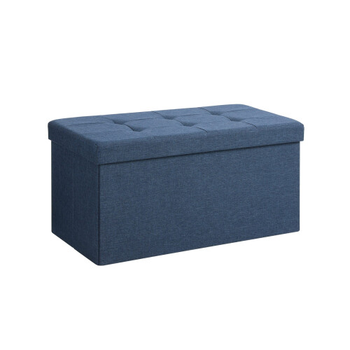 Storage Ottoman - Fabric - Navy Blue - Foldable with 80L Capacity