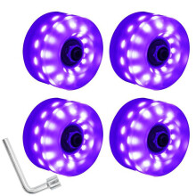 (Purple)4 Roller Skate Wheels 58mm X 32mm Luminous Quad Skateboard Outdoor Roller Skates Wheels Light