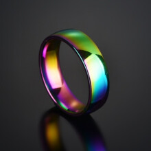 (9) Rainbow Color Stainless Steel Ring Polished Dome Band Ring Women Men For
