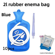 (Blue)Bolsa enema de silicona para adultos con tubo flexible para uso doméstico y limpieza personal