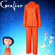 (S) Coraline Character Orange Lounge Wear With Polka Dot Design Use Cosplay For