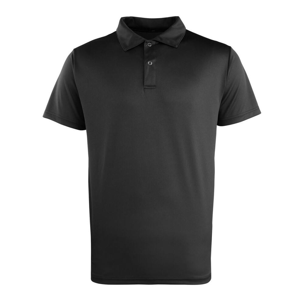 Premier Unisex Adult Coolchecker Pique Polo Shirt (Black) - Size Medium - Image 2
