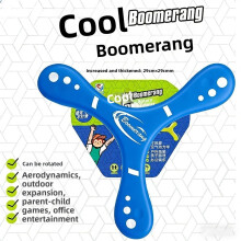 (Blue)Boomerang a tre foglie con materiale in gomma morbida adatto per bambini gioco all'aperto