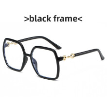 (Transparent Gray) Rectangle Blue Black Light Blocking Glasses Frame With Pc Material For Men And Women