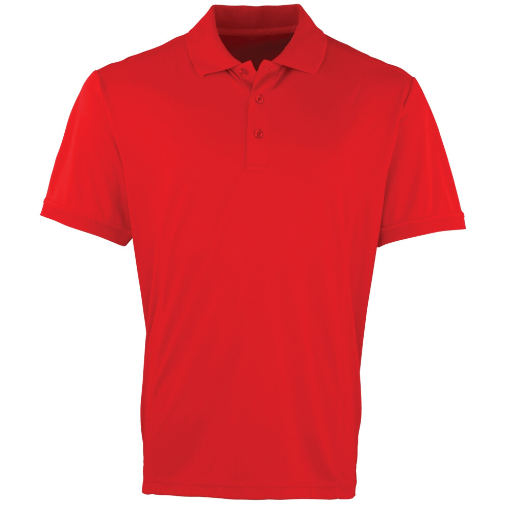 Premier (4Xl, Red) Mens Coolchecker Pique Short-Sleeved Polo Shirt