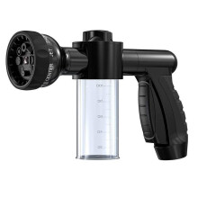 (Black)Multi Mode Foam Water Gun With Soap Dispenser For Car Washing Yard Watering