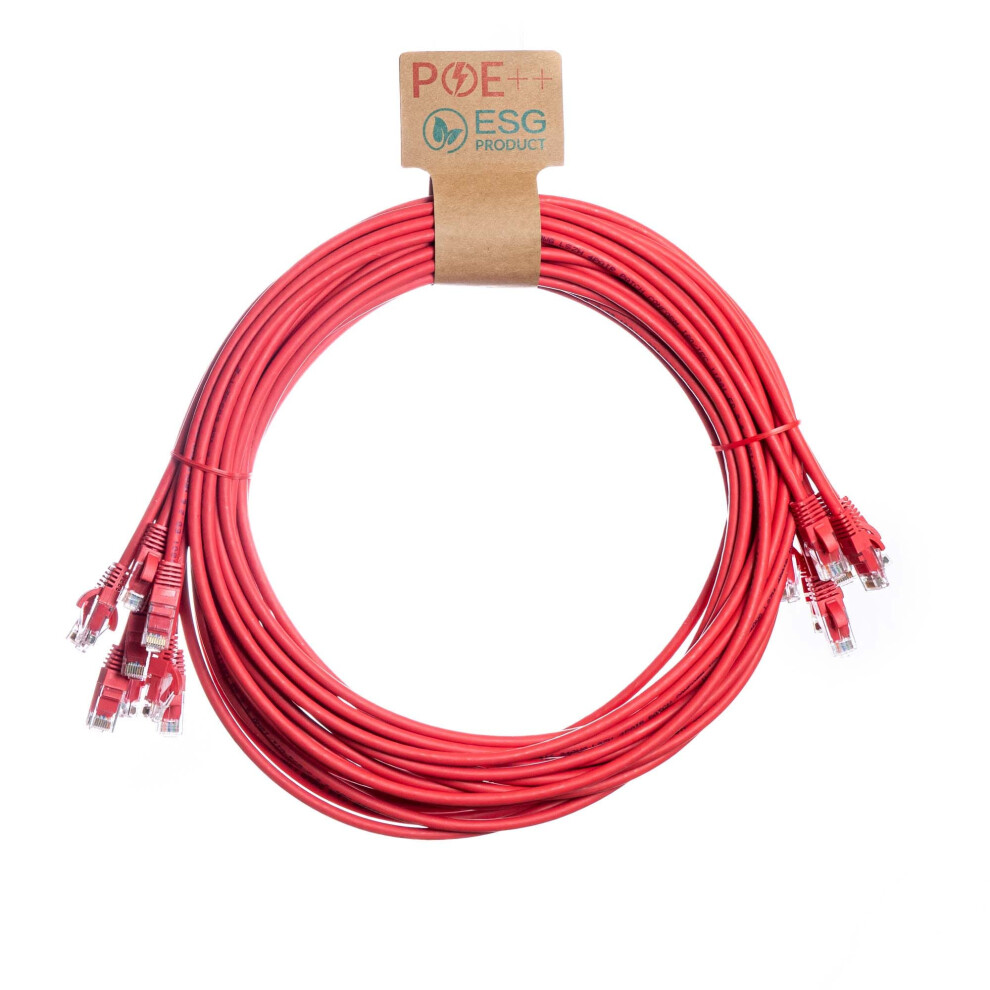 Cablenet 1M Cat6 Rj45 U/Utp Lsoh 24Awg Snagless Booted Patch Lead (Pk 10) Red 5056750343428