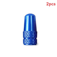 (Blue)Presta Bicycle Valve Cap Aluminum Alloy Cover With Stainless Steel Material Daily For