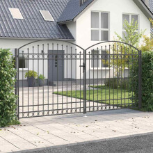 vidaXL Zauntor ASSEN 401 x 250 cm Stahl Grau Abschließbar