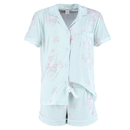 CTM Women's Floral Notched Collar Short Pyjama Set 2