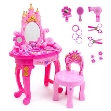 The Magic Toy Shop Princess Vanity Dressing Table, Stool & Accessories Set | Children's Dressing Table