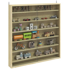 Six Shelf Display Cabinet, with Glass Doors - Oak