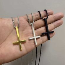 Stainless Steel Cross Necklace For Men With Geometric Design And Casual Fashion Accessory