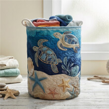 Quilted Foldable Fabric Storage Baskets with Handles, Portable Clothes Organizer for Laundry Room