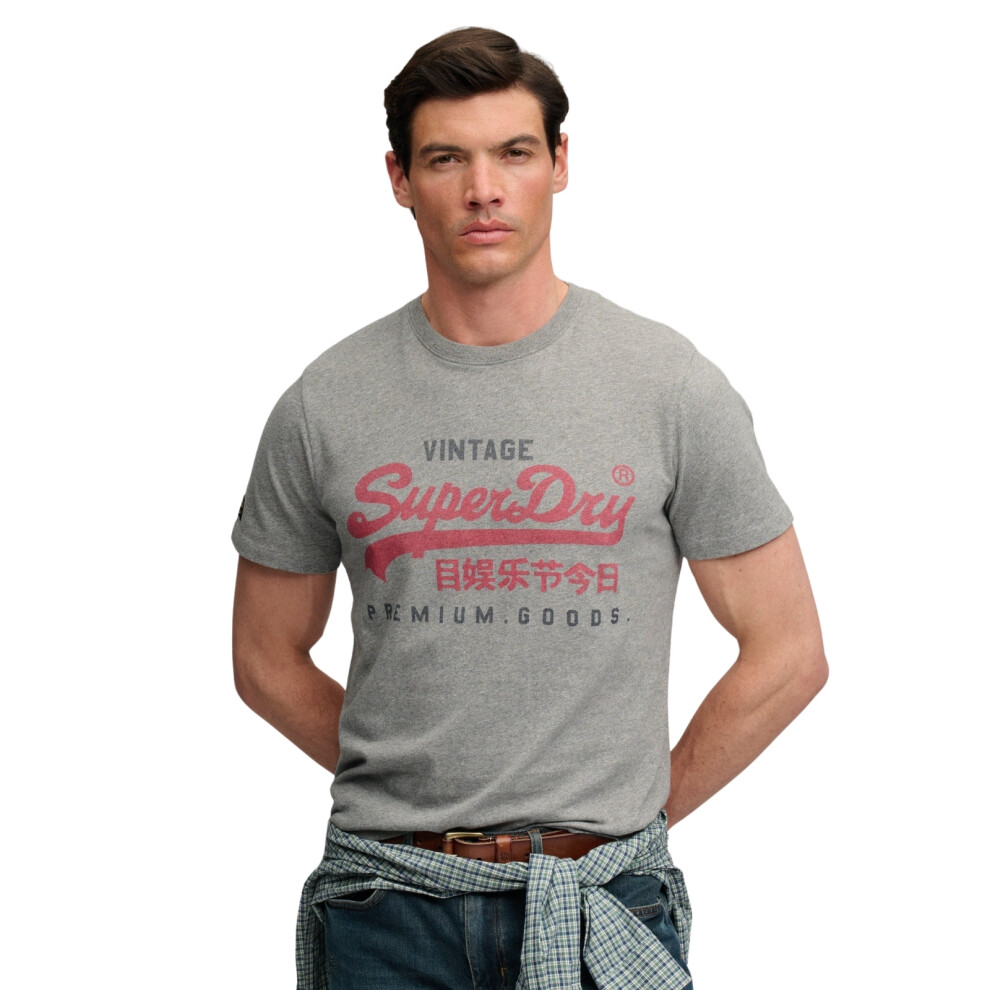 Superdry Vl Heritage Relaxed Tee - Dark Vintage Grey Marl - Xl - Image 3