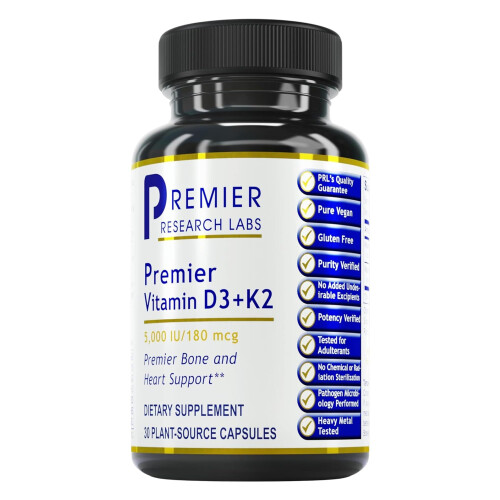 Premier Research Labs Premier Research Labs Vitamin D3 + K2 Supplements 30 Plant Source Caps