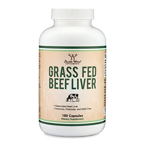 Double Wood Supplements Beef Liver Capsules 180 Count