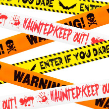 Ruban de signalisation décoratif pour Halloween, 7,5 cm x 9 m, lot de 3, jaune/orange/blanc