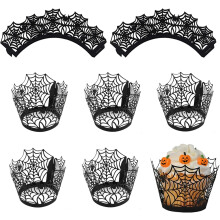 50 Halloween cake liners, spider web cups, Halloween party decorations