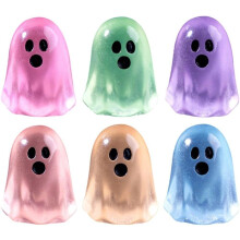 30 mini Halloween ghost figurines, 5 of each of 6 colors, perfect for Halloween decorations.