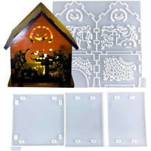 Molde de calabaza de Halloween, molde de silicona DIY para adornos, molde de calabaza de resina epoxi con patrón de calabaza de Halloween