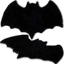 Alfombra de baño con forma de murciélago para Halloween, negra, 40*60 cm, material de imitación de cachemir.