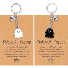 Cute and fun ghost keychains, for two, includes a greeting card, perfect Halloween gift.