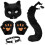 Halloween cosplay fox mask + gloves + tail + collar set, accessory set, black. 1
